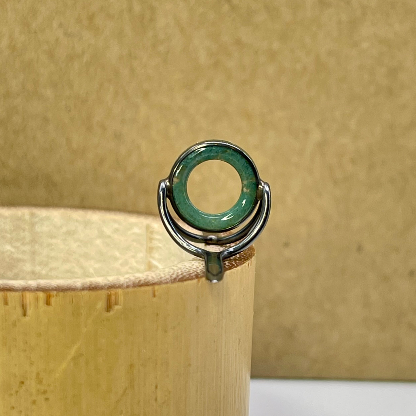 10mm Moss Agate Fly Rod Stripping Guide - Dark Nickel Silver Frame