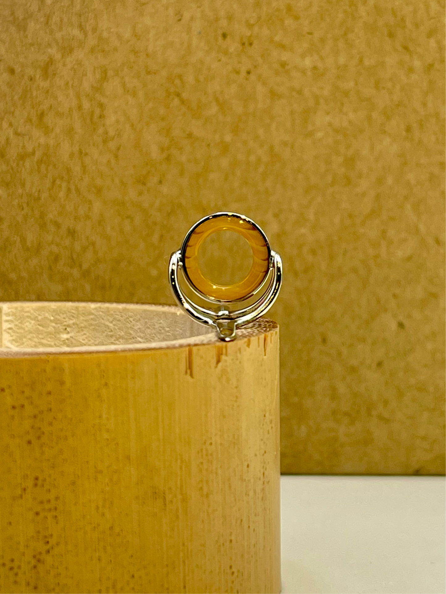 10mm Golden Yellow Agate Fly Rod Stripping Guide - Bright Nickel Silver Frame #0054