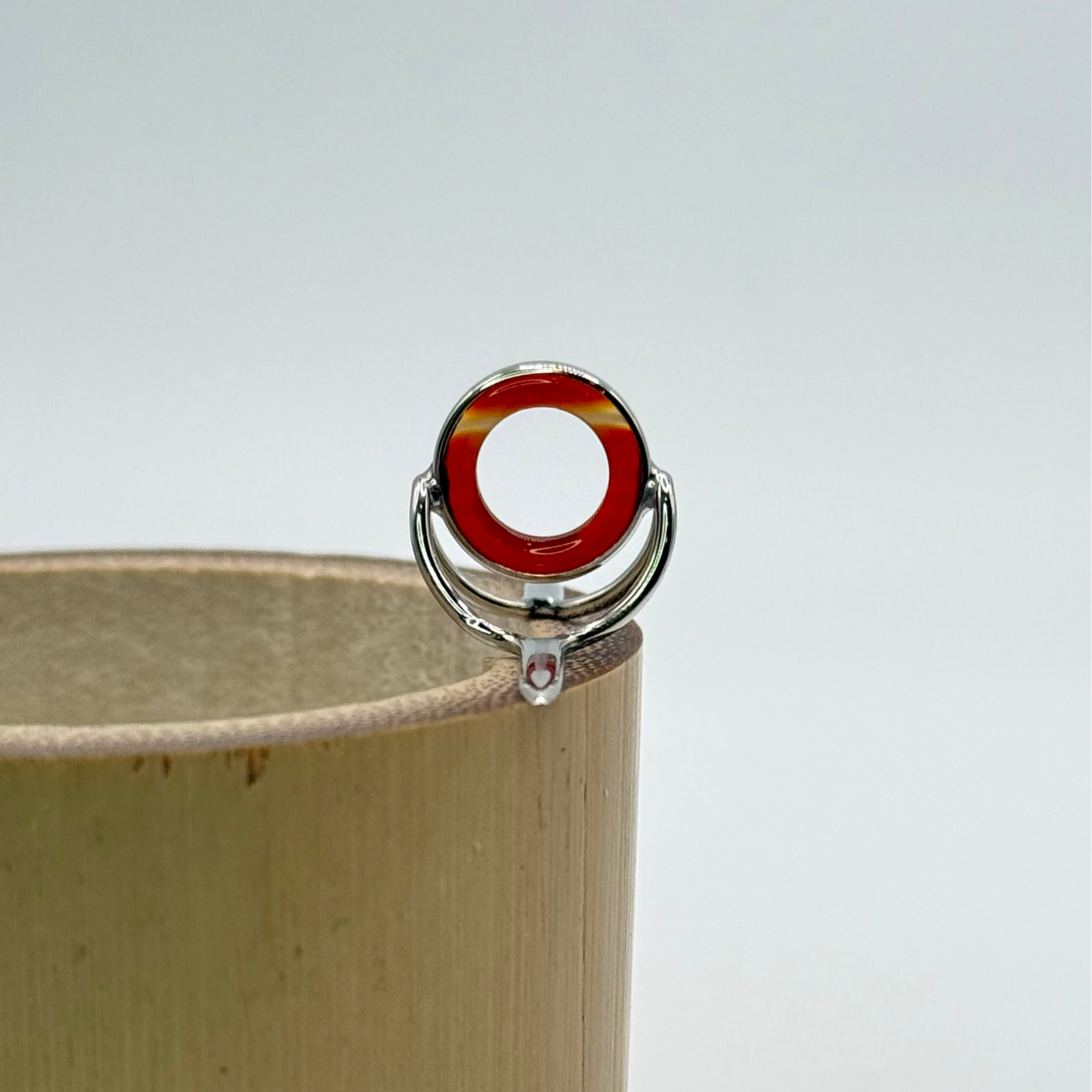 10mm Red Agate Fly Rod Stripping Guide - Bright Nickel Silver Frame