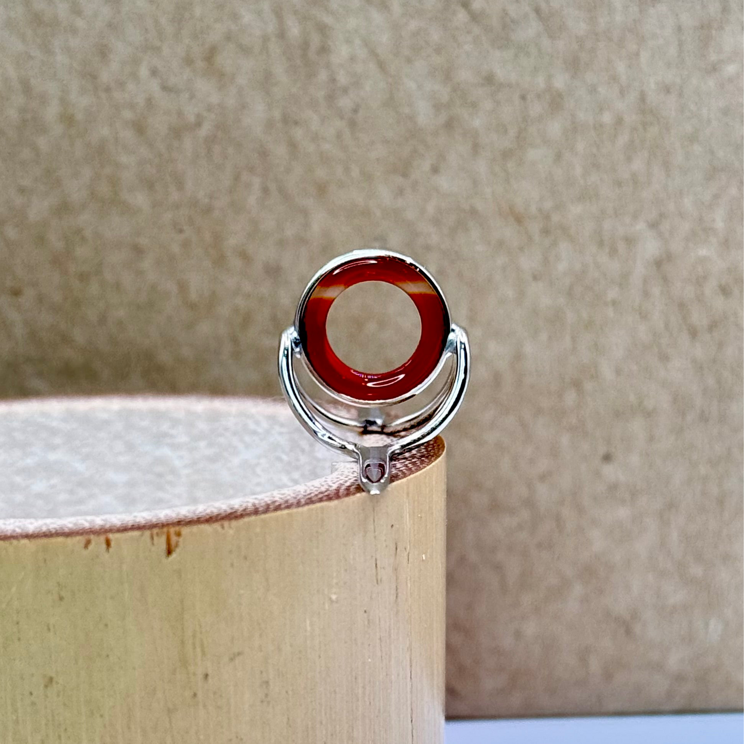 10mm Red Agate Fly Rod Stripping Guide - Bright Nickel Silver Frame