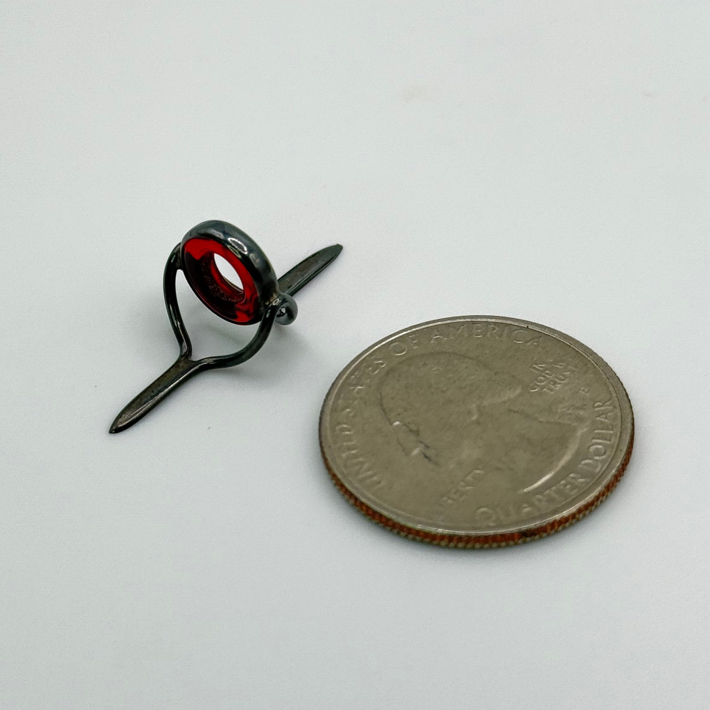 9mm Red Agatine Fly Rod Stripping Guide - Dark Nickel Silver Frame
