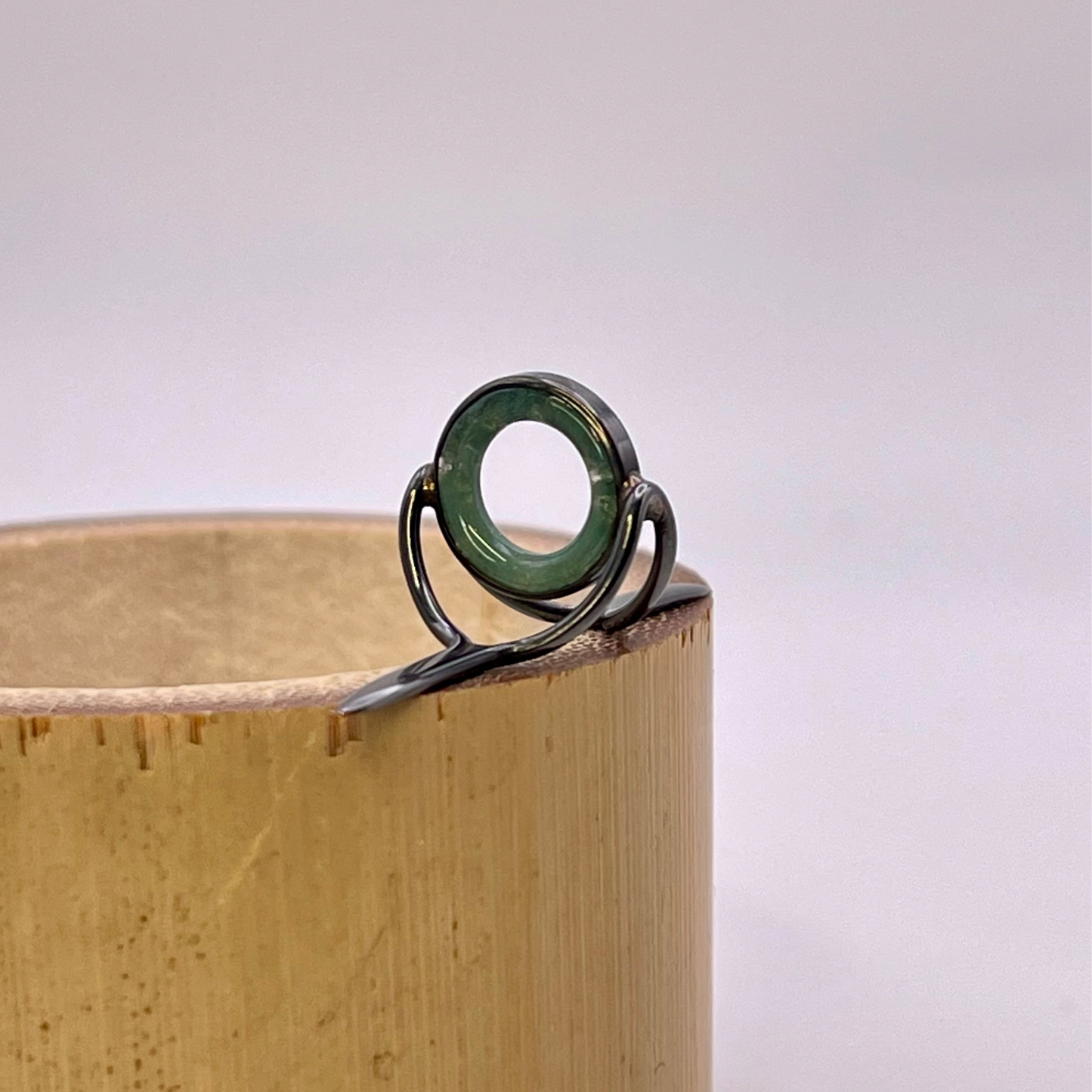 10mm Moss Agate Fly Rod Stripping Guide - Dark Nickel Silver Frame