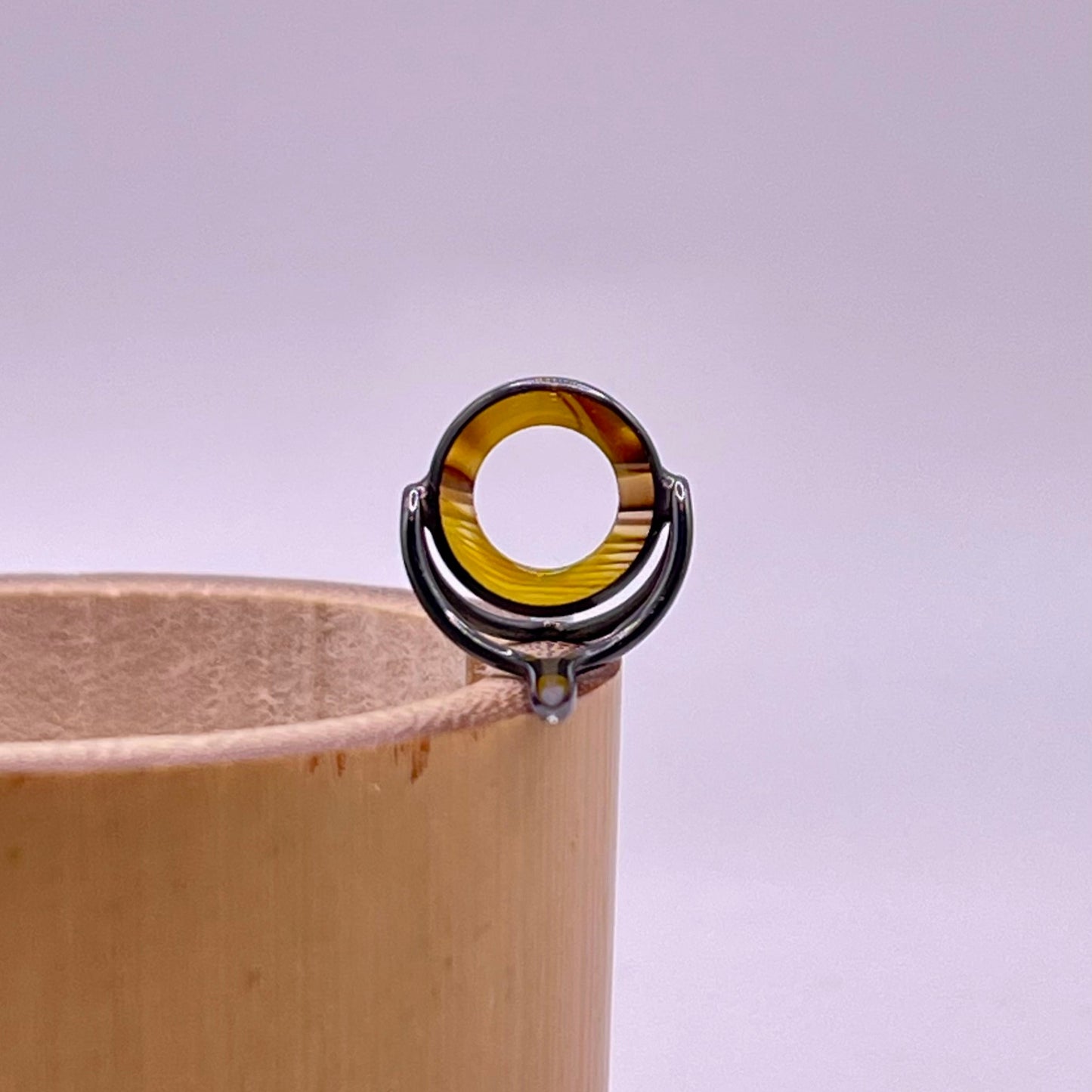 10mm Yellow Banded Agate Fly Rod Stripping Guide- Dark Nickel Silver Frame #0057