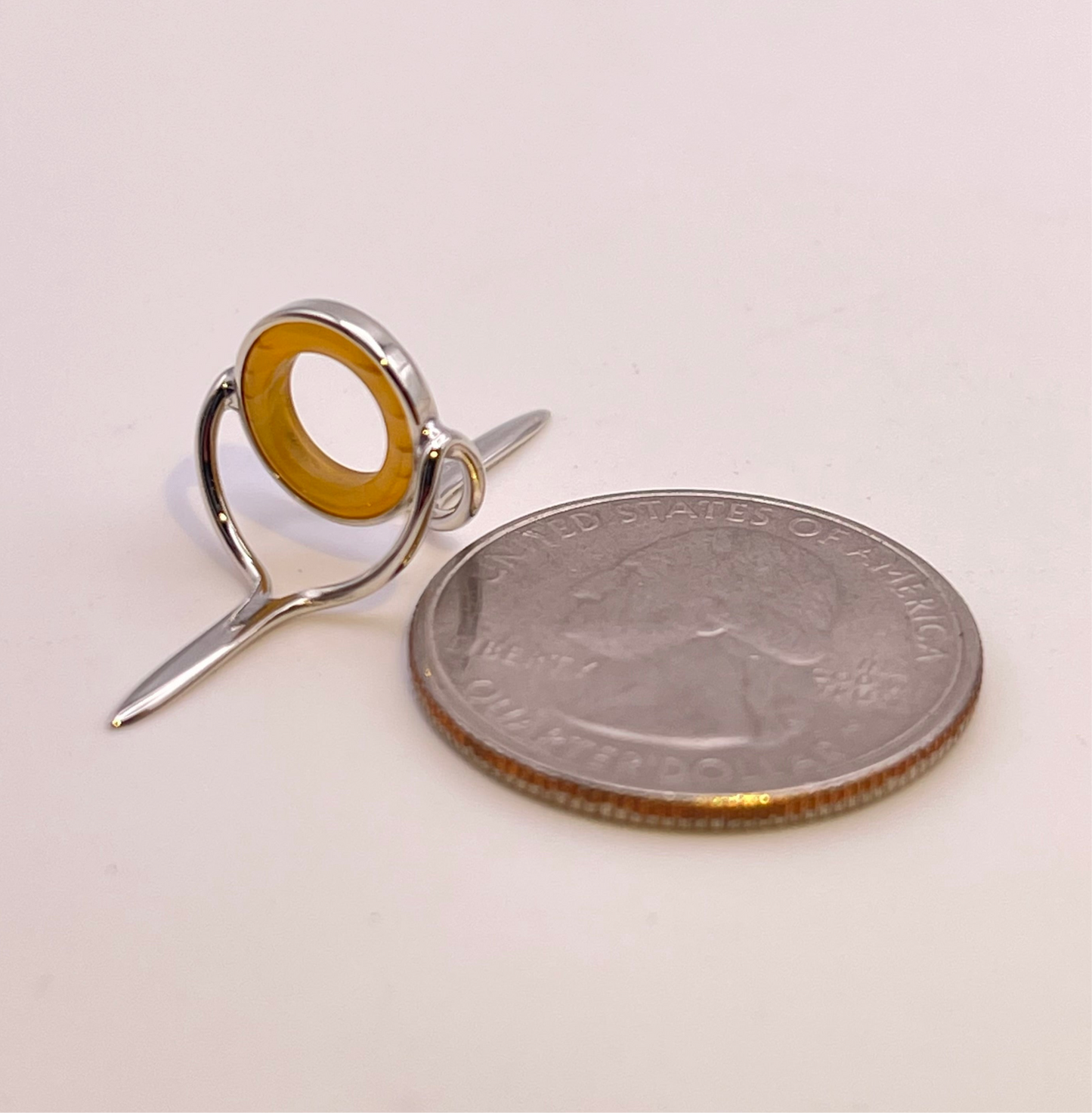 10mm Golden Yellow Agate Fly Rod Stripping Guide - Bright Nickel Silver Frame #0054