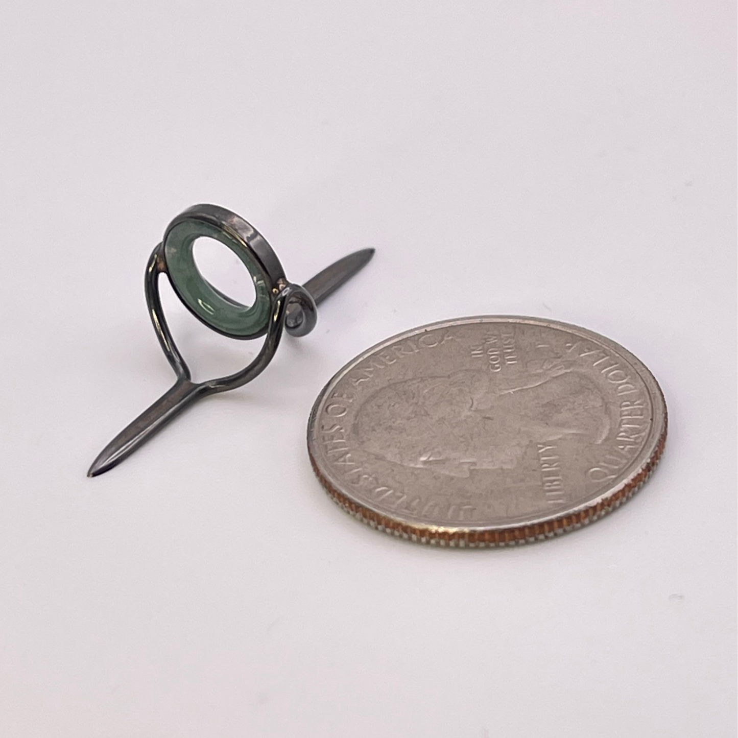 10mm Moss Agate Fly Rod Stripping Guide - Dark Nickel Silver Frame