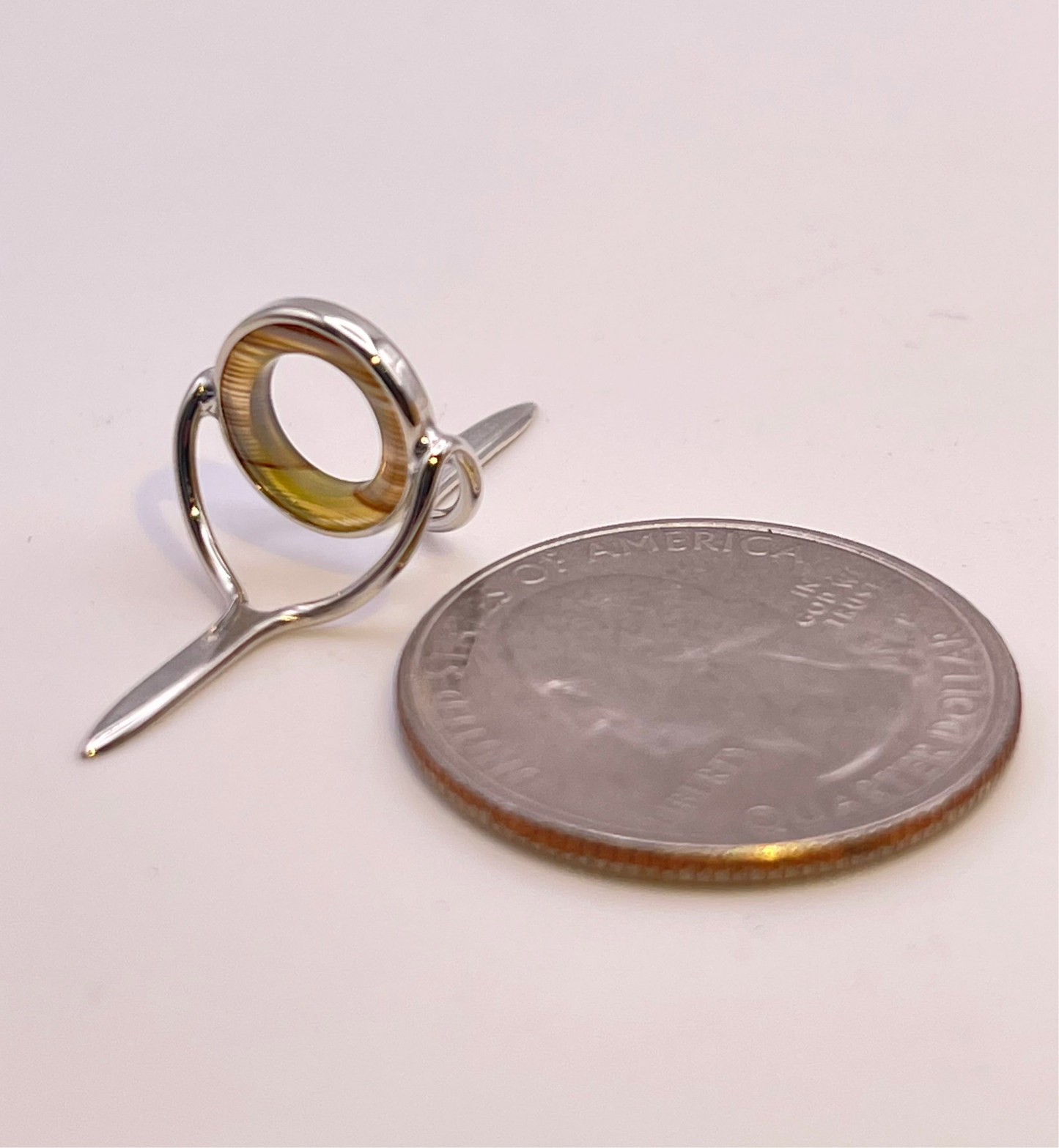 10mm Choice Banded Agate Fly Rod Stripping Guide - Bright Nickel Silver Frame #0051