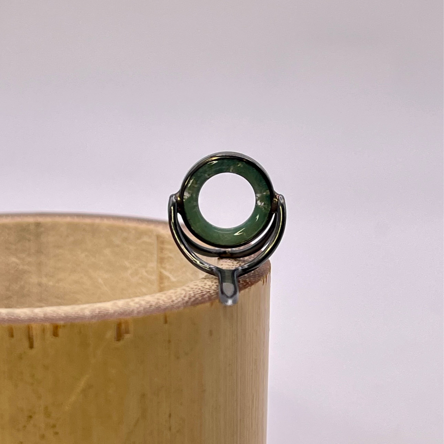 10mm Moss Agate Fly Rod Stripping Guide - Dark Nickel Silver Frame