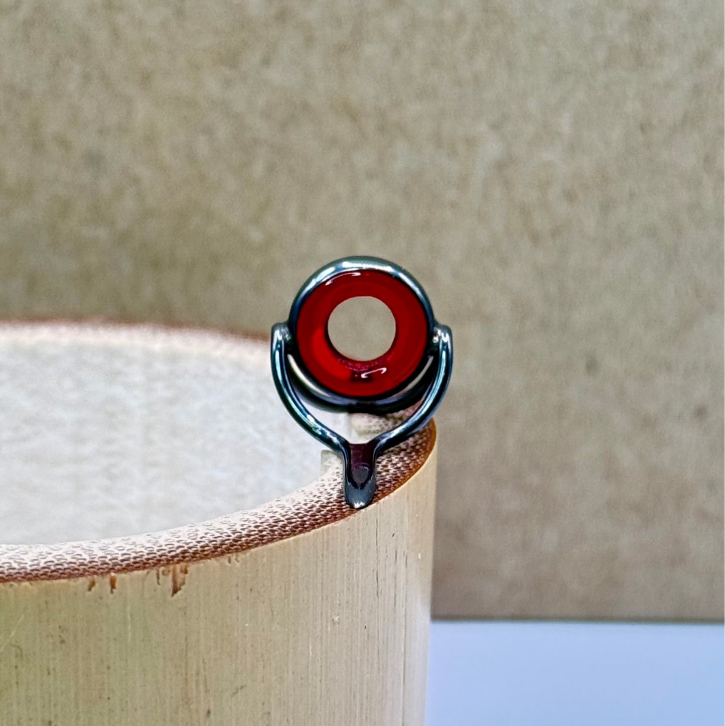9mm Red Agatine Fly Rod Stripping Guide - Dark Nickel Silver Frame