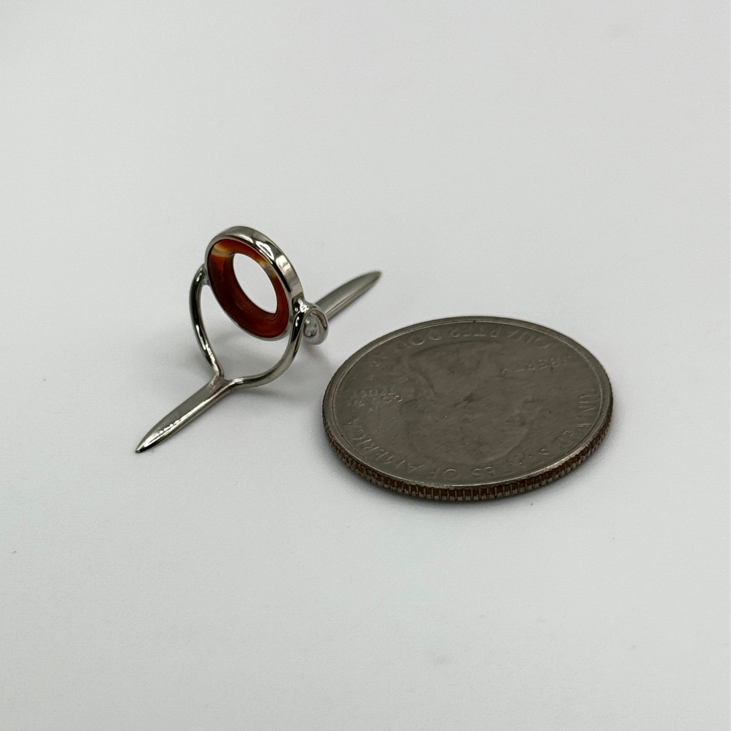10mm Red Agate Fly Rod Stripping Guide - Bright Nickel Silver Frame
