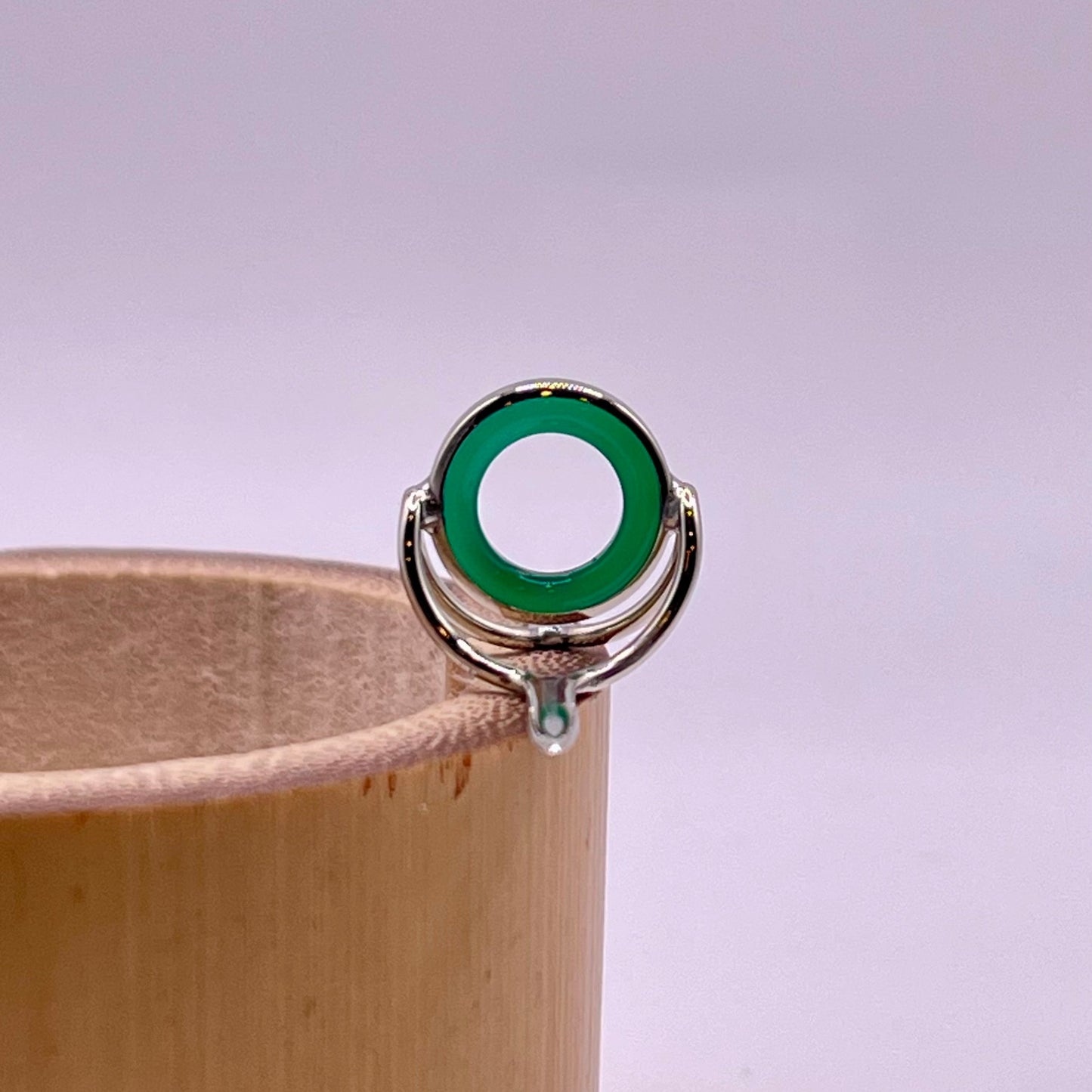10mm Green Agate Fly Rod Stripping Guide - Bright Nickel Silver Frame #0058