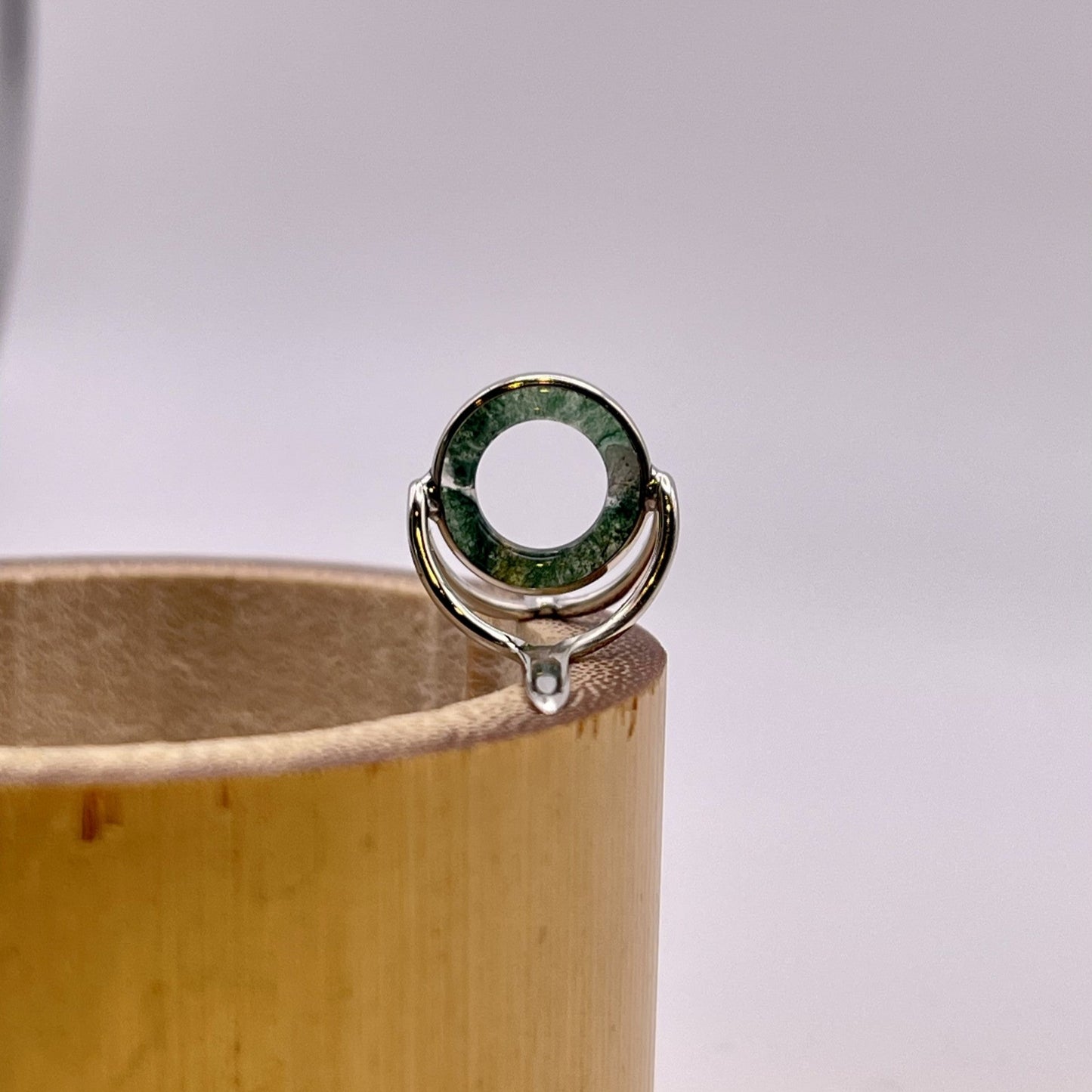 10mm Moss Agate Fly Rod Stripping Guide - Bright Nickel Silver Frame