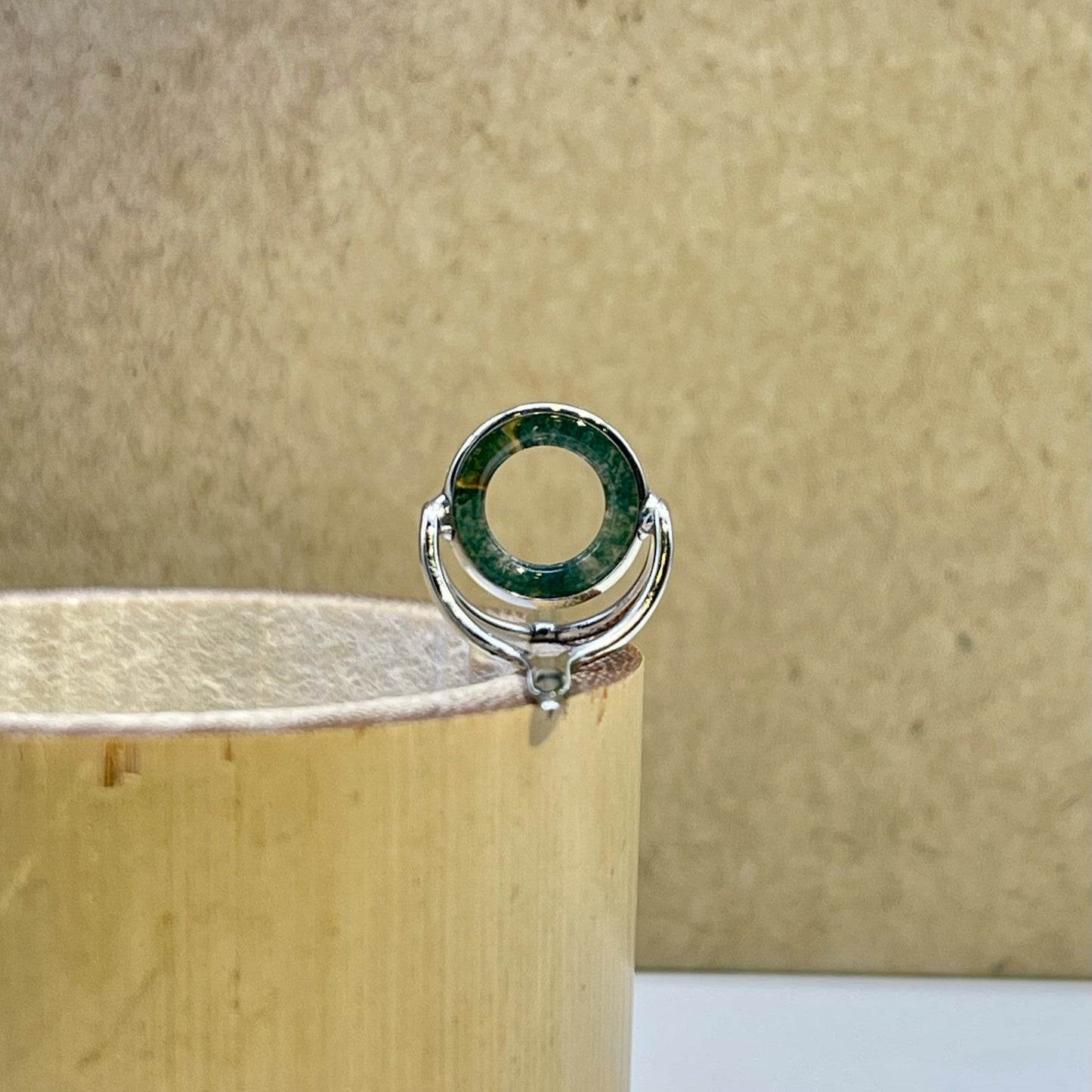 10mm Moss Agate Fly Rod Stripping Guide - Bright Nickel Silver Frame