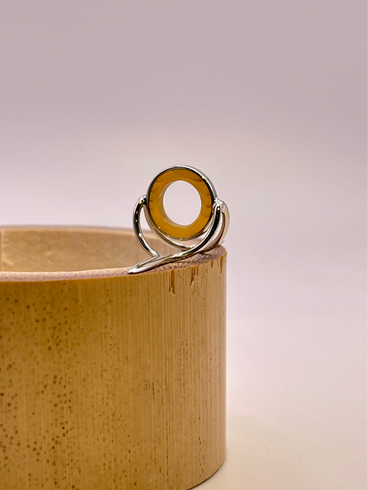 10mm Golden Yellow Agate Fly Rod Stripping Guide - Bright Nickel Silver Frame #0054