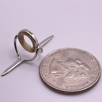 10mm Banded Agate Fly Rod Stripping Guide - Bright Nickel Silver Frame #0122