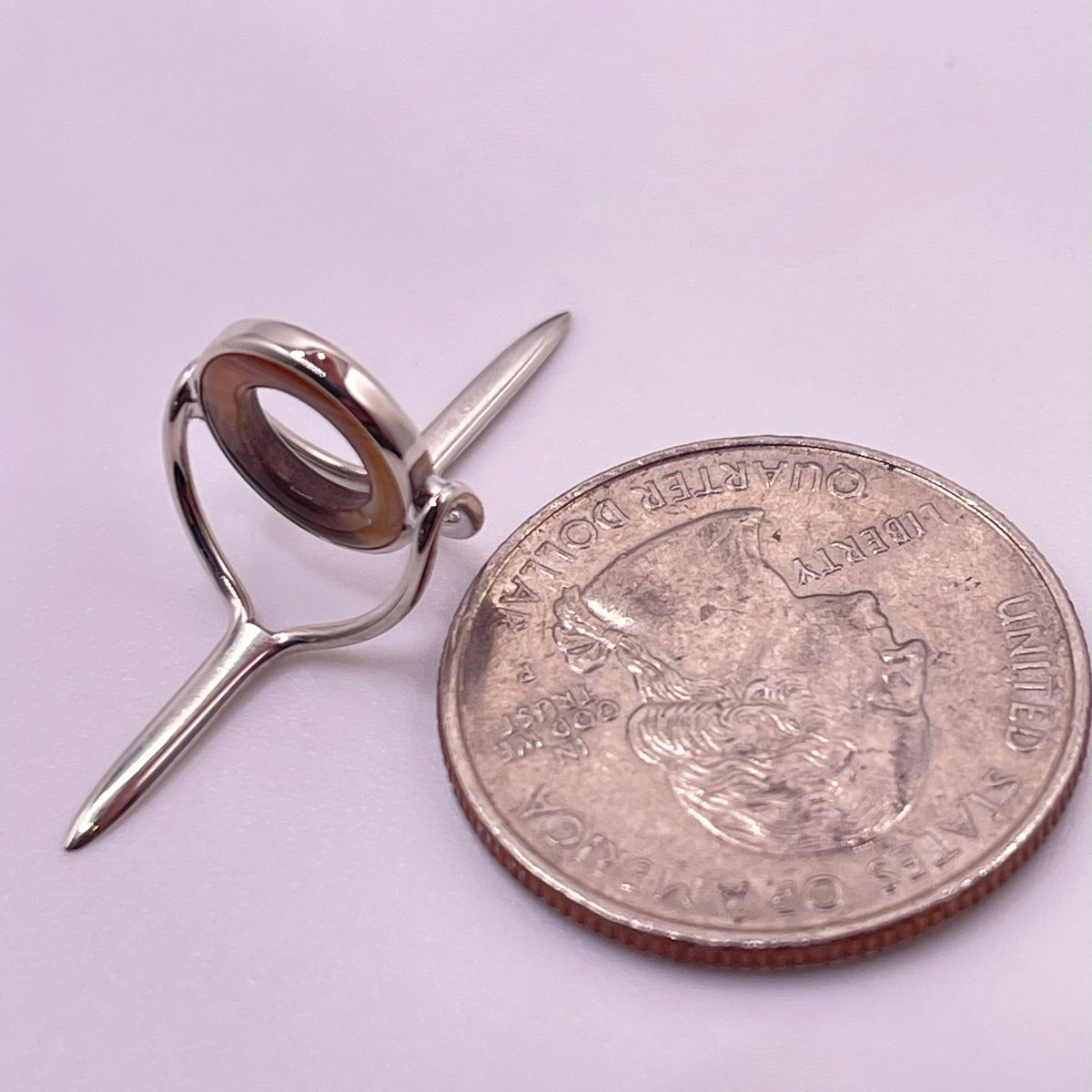 10mm Banded Agate Fly Rod Stripping Guide - Bright Nickel Silver Frame #0113
