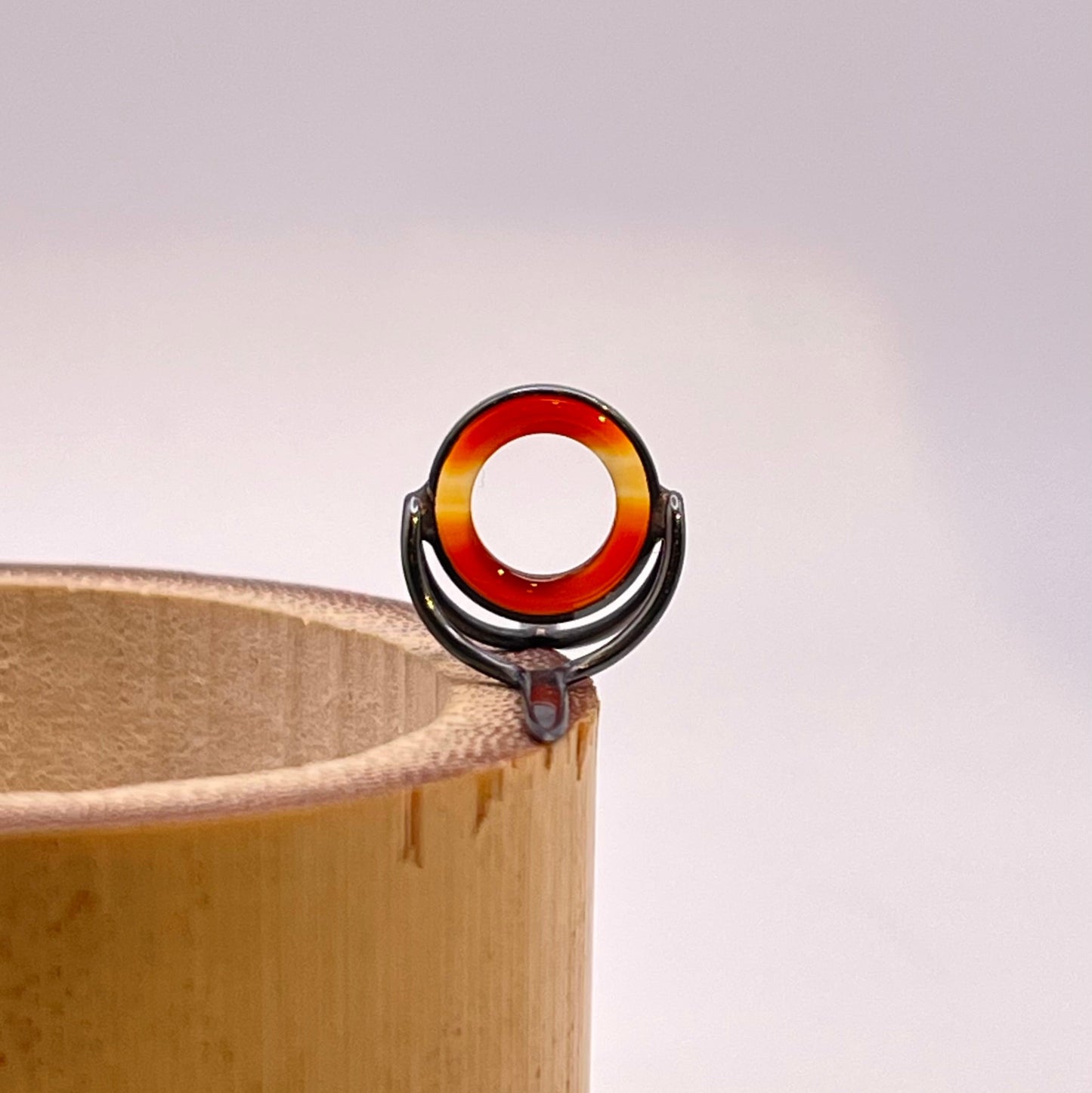 10mm Red Banded Agate Fly Rod Stripping Guide - Dark Nickel Silver Frame #0098