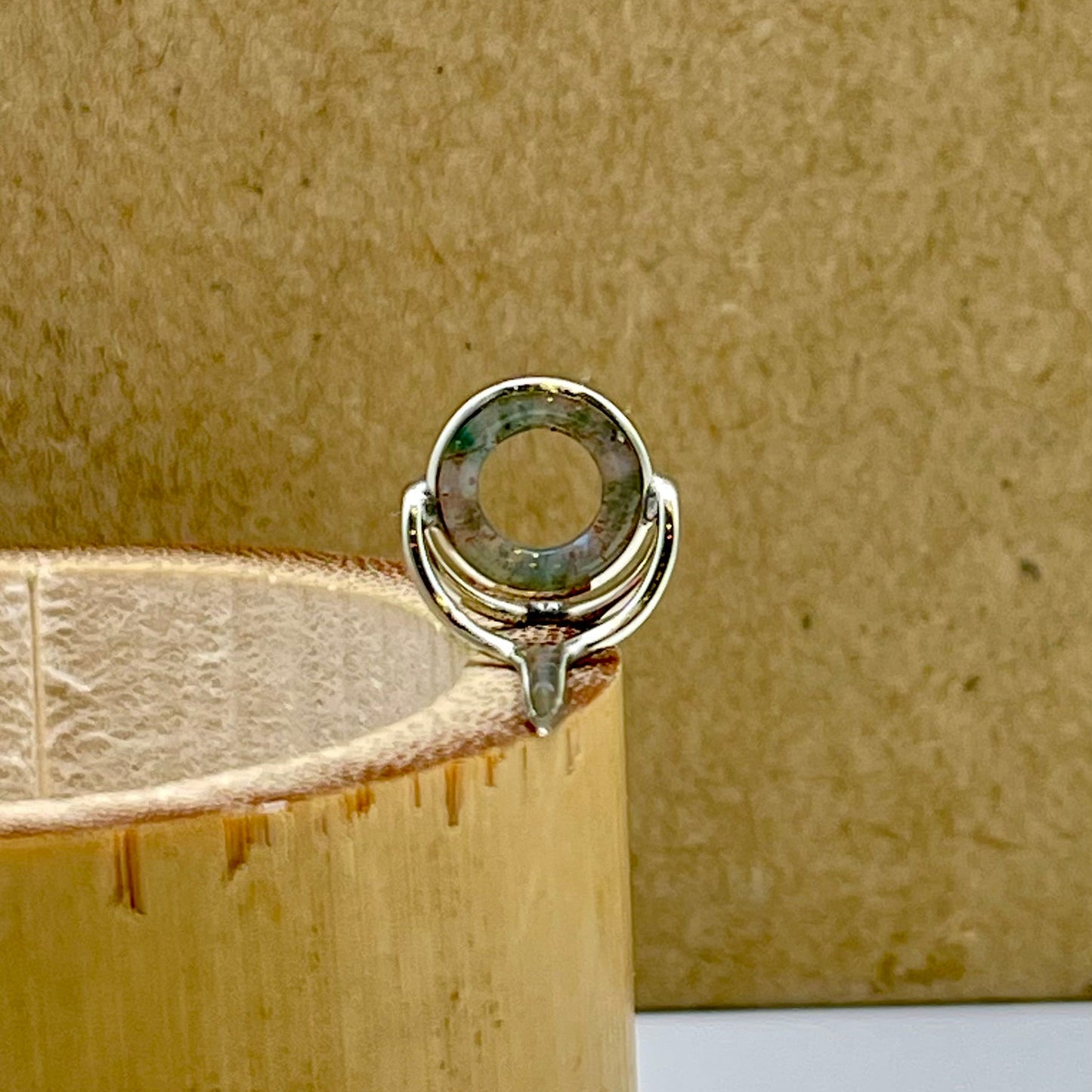 9mm Moss Agate Fly Rod Stripping Guide - Bright Nickel Silver Frame #0093