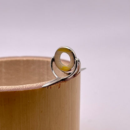 9mm Yellow/Clear Banded Agate Fly Rod Stripping Guide - Bright Nickel Silver Frame #0094