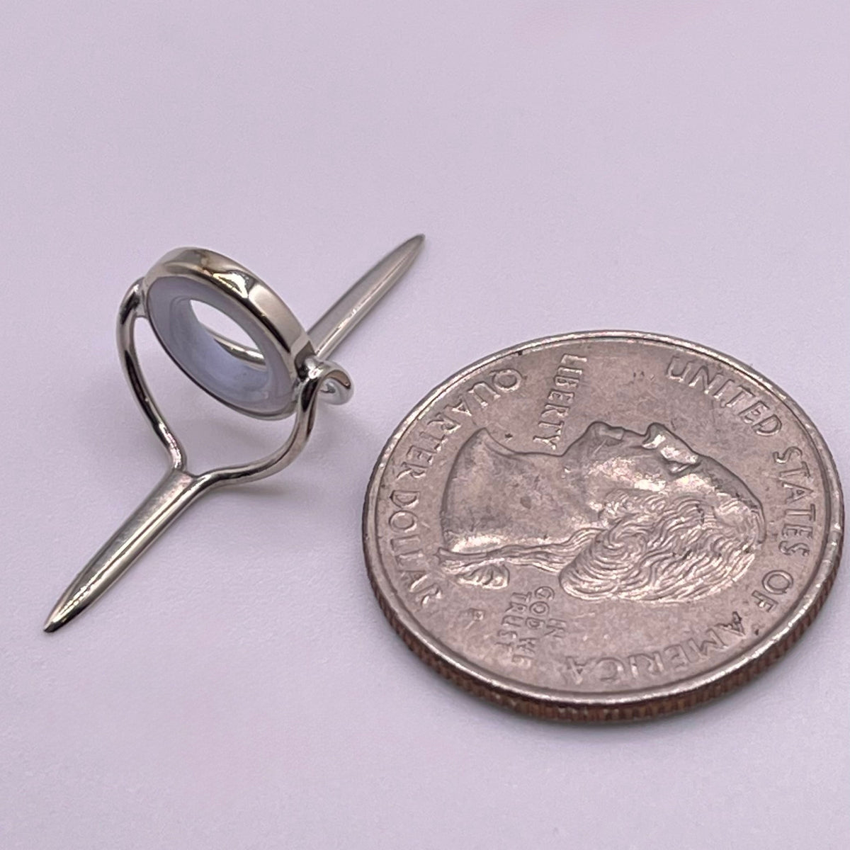 10mm Frost Agate Fly Rod Stripping Guide - Bright Nickel Silver Frame #0108