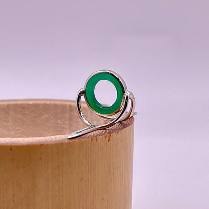 10mm Green Agate Fly Rod Stripping Guide - Bright Nickel Silver Frame #0058