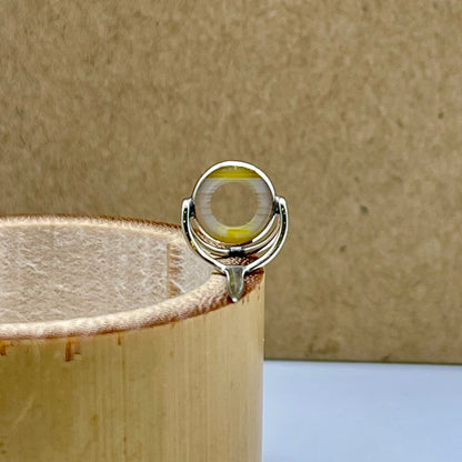 9mm Yellow/Clear Banded Agate Fly Rod Stripping Guide - Bright Nickel Silver Frame #0094