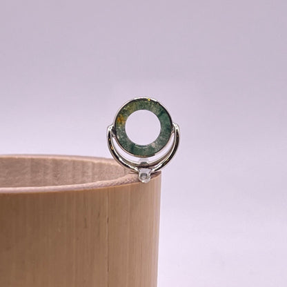 10mm Moss Agate Fly Rod Stripping Guide - Dark Nickel Silver Frame #0107