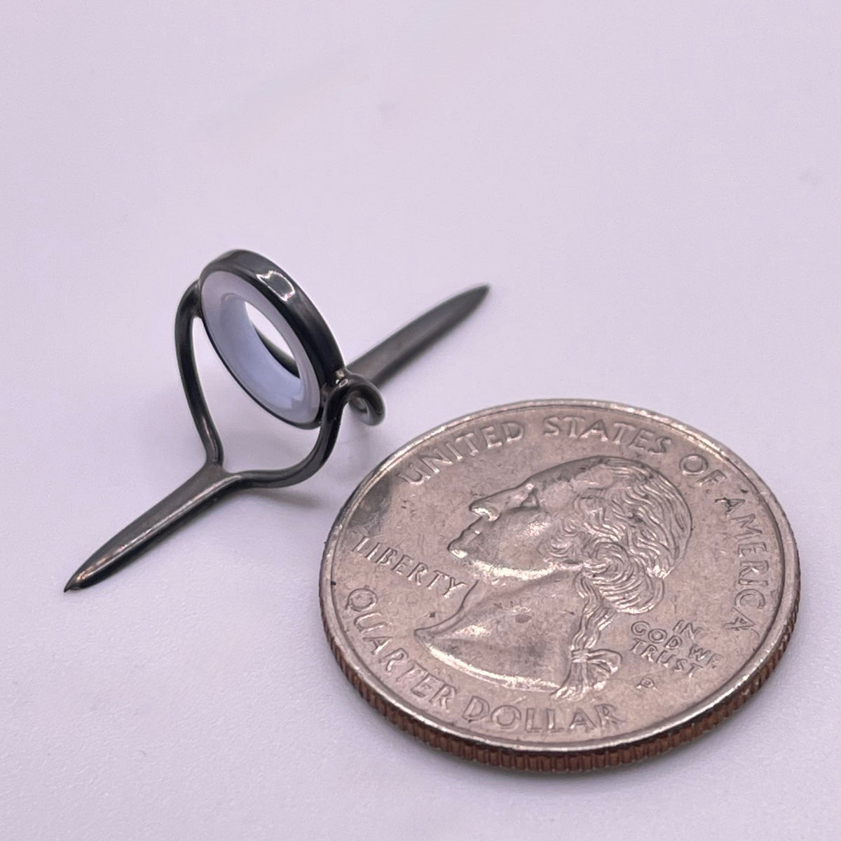 10mm Frost Agate Fly Rod Stripping Guide - Dark Nickel Silver Frame #0106