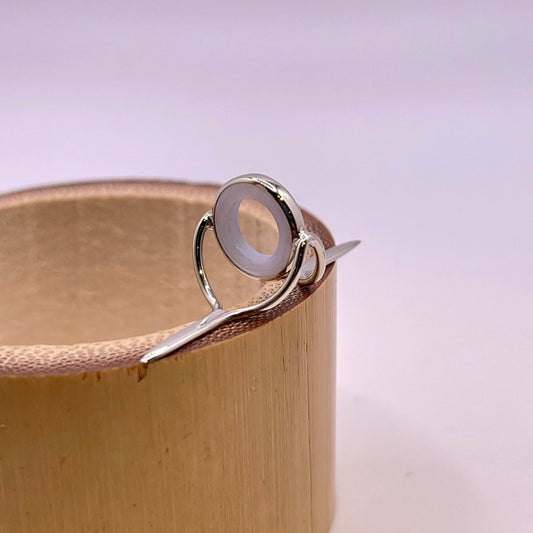 10mm Clear Frost Agate Fly Rod Stripping Guide - Bright Nickel Silver Frame #0074
