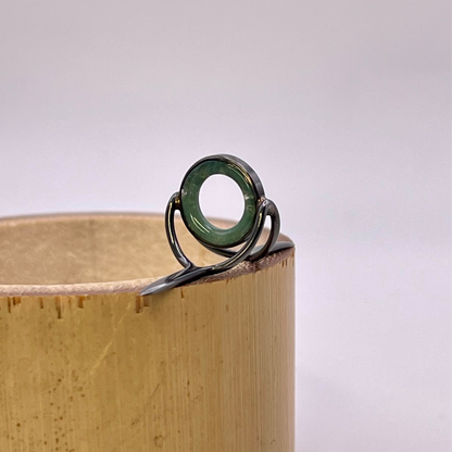 10mm Moss Agate Fly Rod Stripping Guide - Dark Nickel Silver Frame