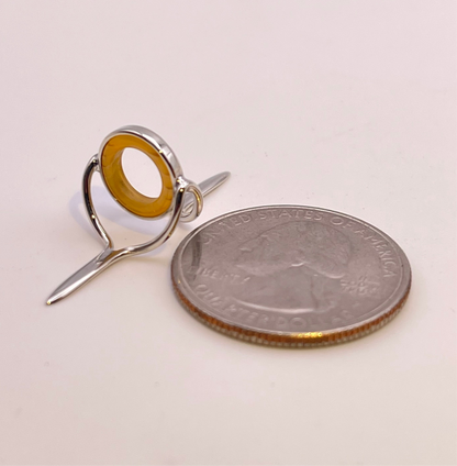 10mm Golden Yellow Agate Fly Rod Stripping Guide - Bright Nickel Silver Frame #0054
