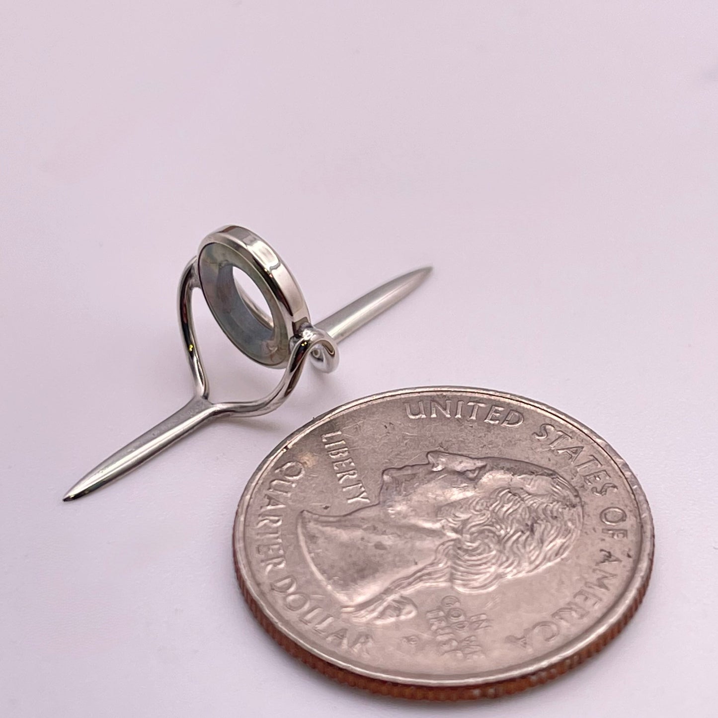 9mm Moss Agate Fly Rod Stripping Guide - Bright Nickel Silver Frame #0093