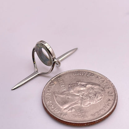9mm Moss Agate Fly Rod Stripping Guide - Bright Nickel Silver Frame #0093
