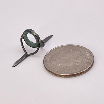 10mm Moss Agate Fly Rod Stripping Guide - Dark Nickel Silver Frame