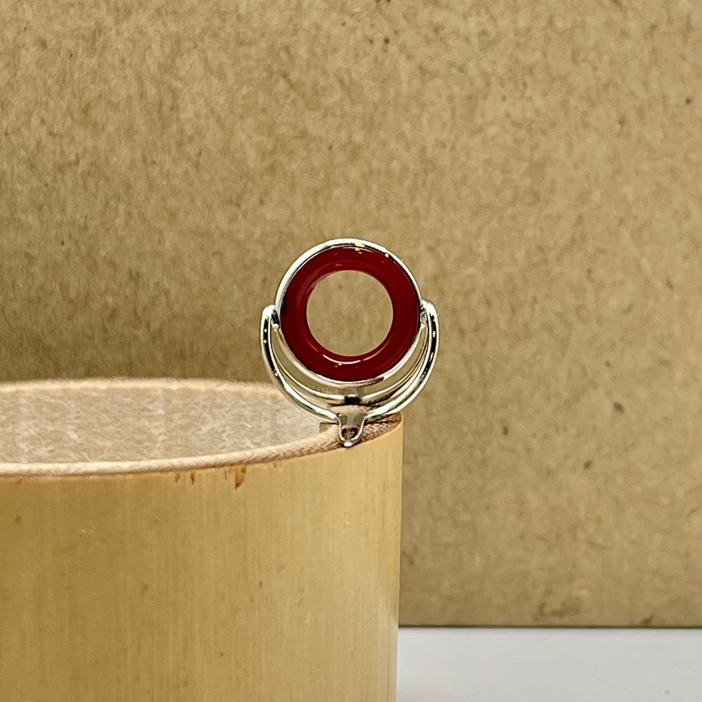 12mm Red Agate Fly Rod Stripping Guide - Bright Nickel Silver Frame #0095 - MADE TO ORDER