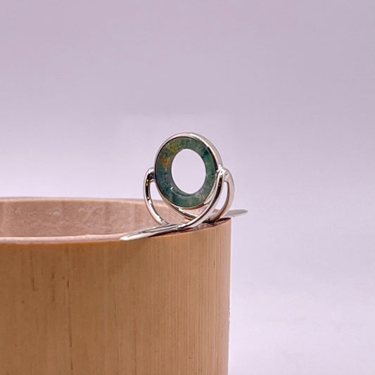10mm Moss Agate Fly Rod Stripping Guide - Dark Nickel Silver Frame #0107
