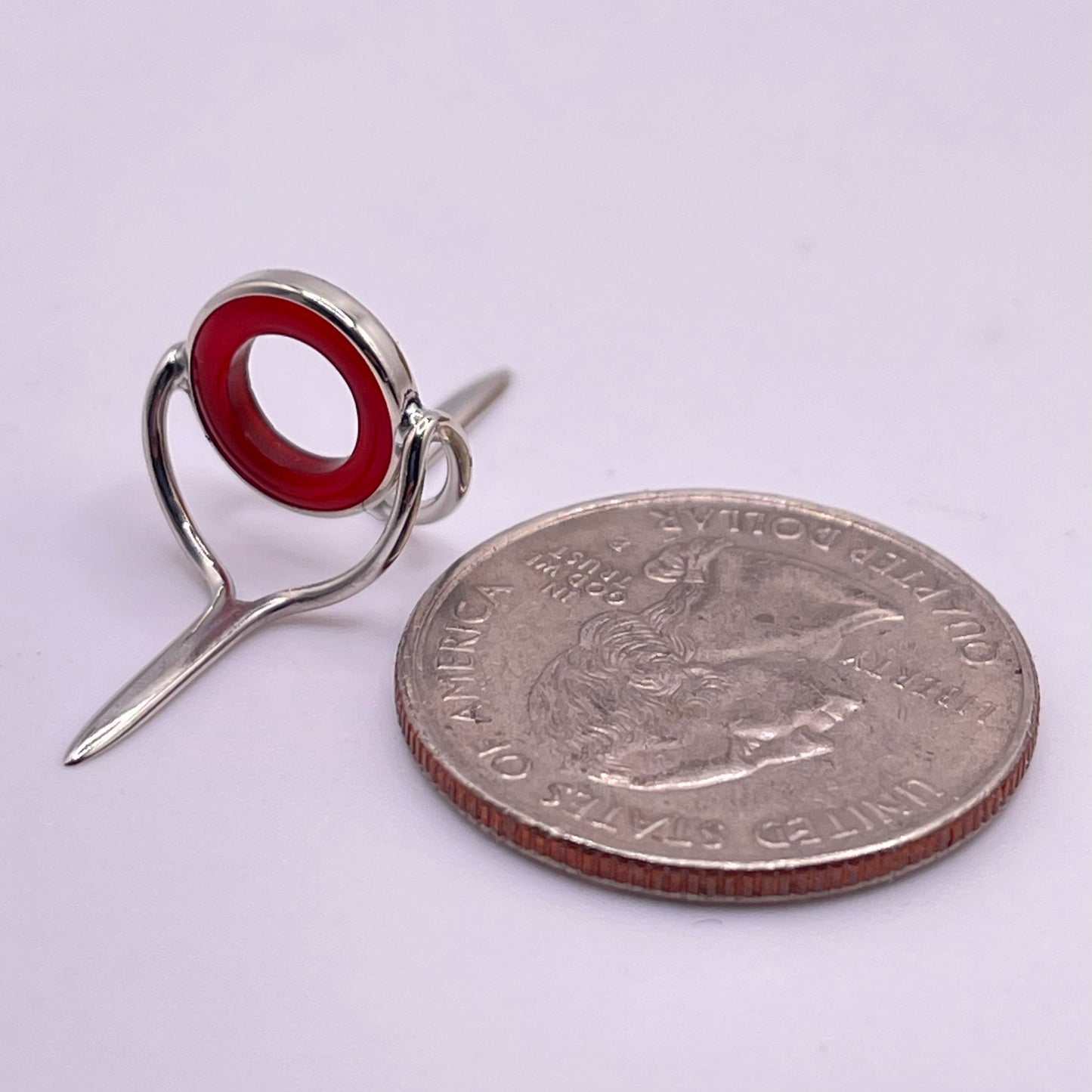 10mm Red Agate Fly Rod Stripping Guide - Bright Nickel Silver Frame #0060