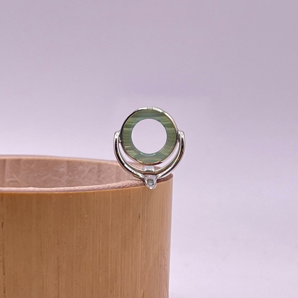 10mm Choice Green Banded Agate Fly Rod Stripping Guide - Bright Nickel Silver Frame #0119