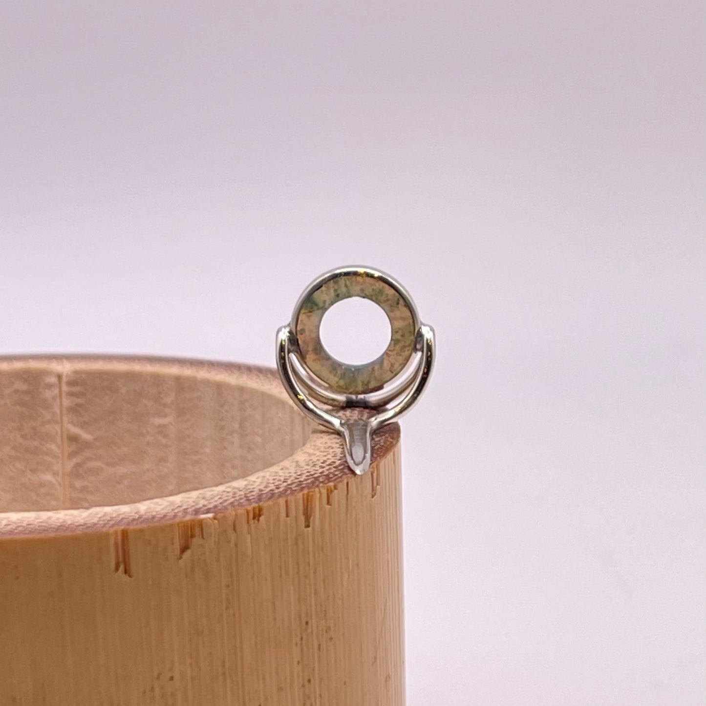 9mm Moss Agate Fly Rod Stripping Guide - Bright Nickel Silver Frame #0093