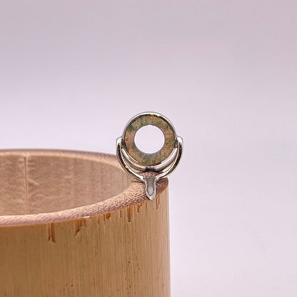 9mm Moss Agate Fly Rod Stripping Guide - Bright Nickel Silver Frame #0093