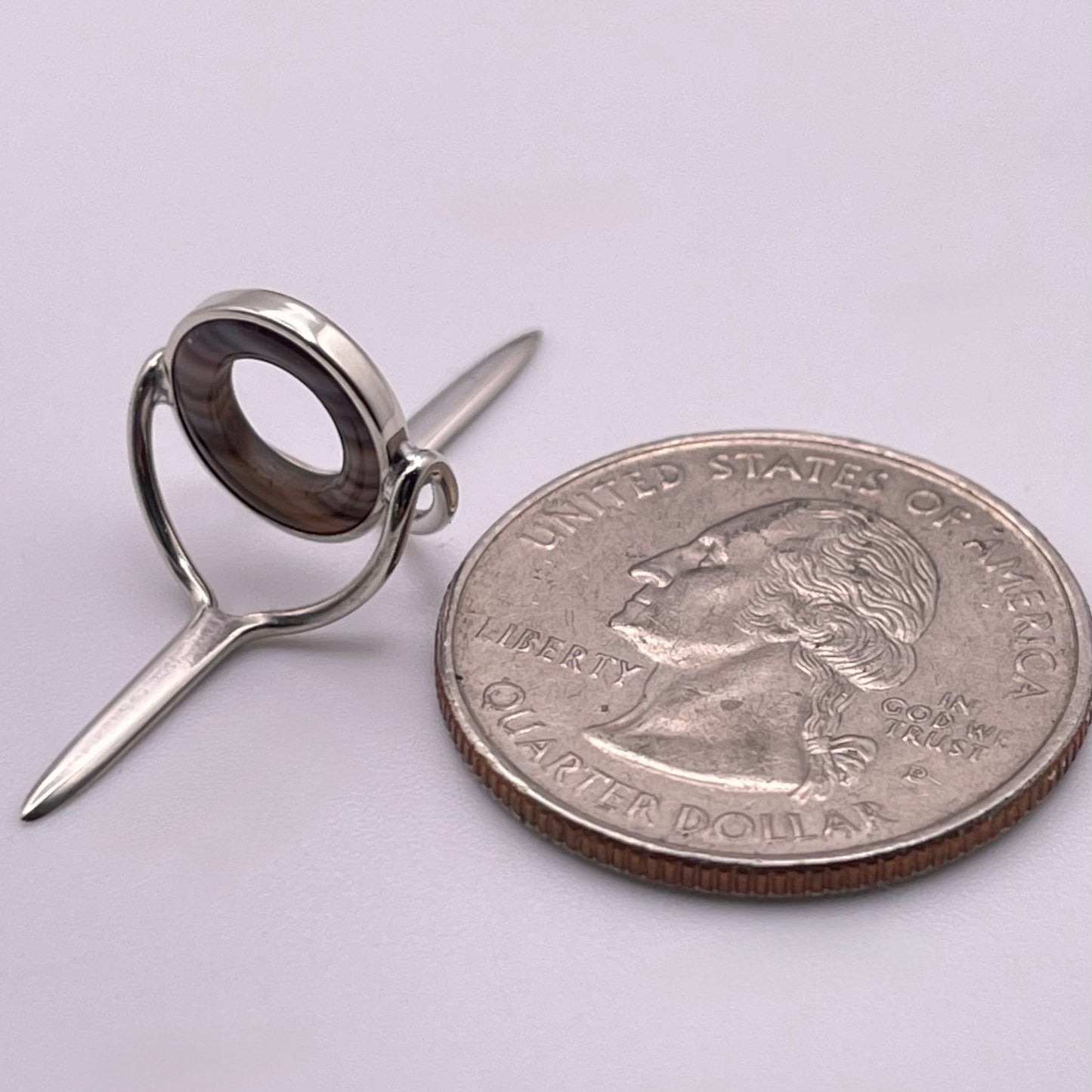 10mm Choice Agate Fly Rod Stripping Guide - Bright Nickel Silver Frame #0087