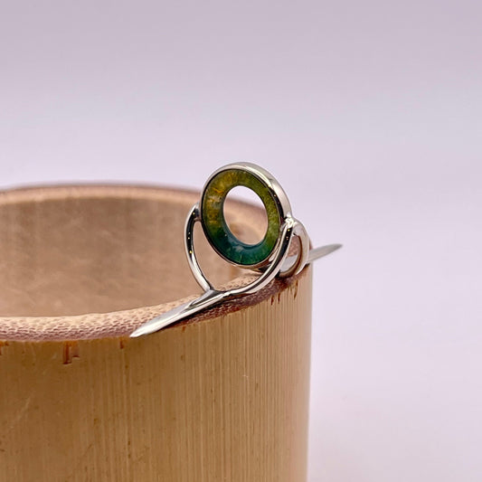 10mm Moss Agate Fly Rod Stripping Guide - Bright Nickel Silver Frame #078