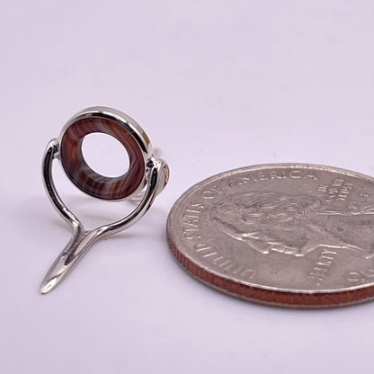 9mm Banded Agate Fly Rod Stripping Guide Bright Nickel Silver Frame #0063