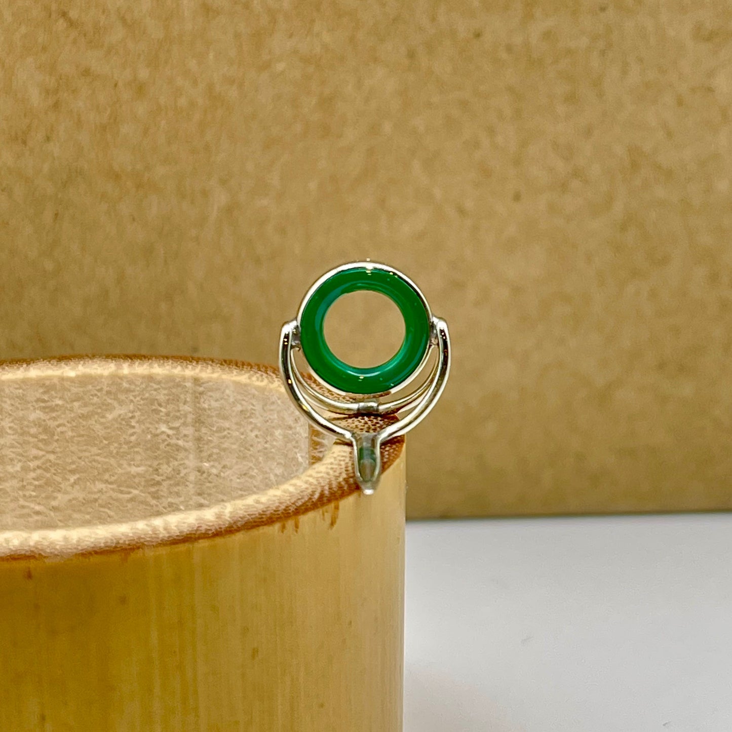 10mm Green Agate Fly Rod Stripping Guide - Bright Nickel Silver Frame #0089