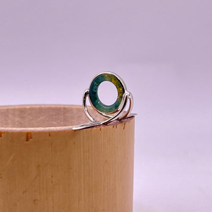 10mm Moss Agate Fly Rod Stripping Guide - Dark Nickel Silver Frame #0117