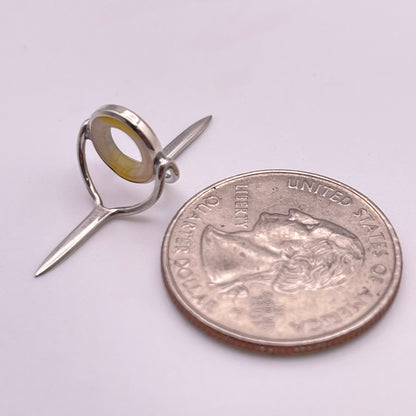 9mm Yellow/Clear Banded Agate Fly Rod Stripping Guide - Bright Nickel Silver Frame #0094