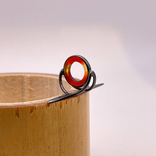 10mm Red Banded Agate Fly Rod Stripping Guide - Dark Nickel Silver Frame #0098