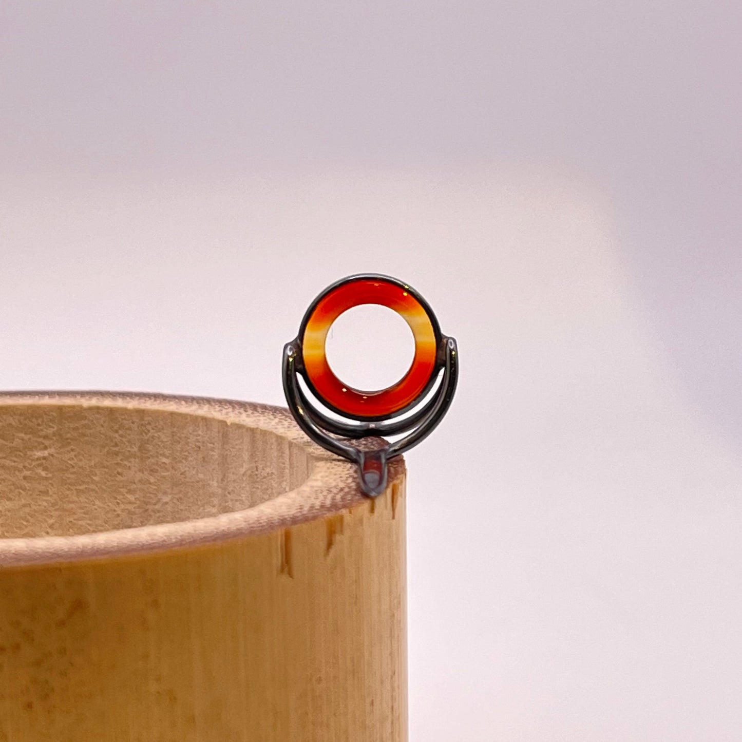 10mm Red Banded Agate Fly Rod Stripping Guide - Dark Nickel Silver Frame #0098