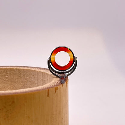 10mm Red Banded Agate Fly Rod Stripping Guide - Dark Nickel Silver Frame #0098