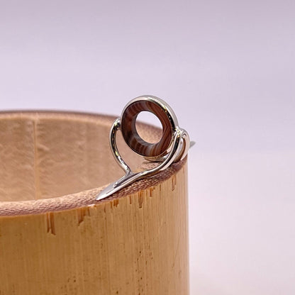 9mm Banded Agate Fly Rod Stripping Guide Bright Nickel Silver Frame #0063