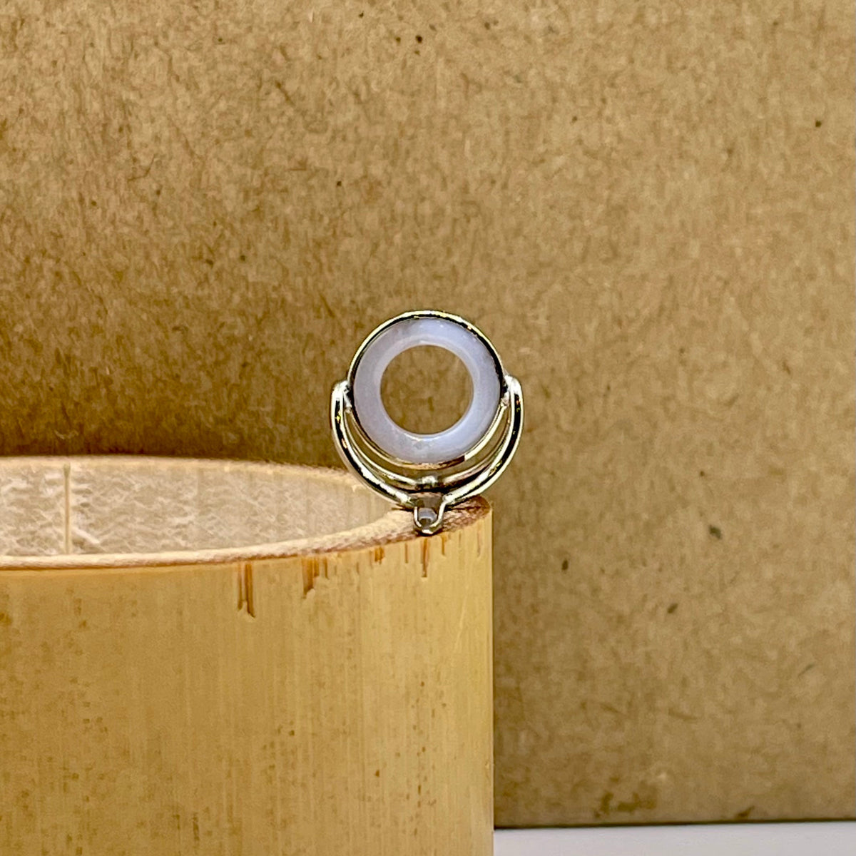 10mm Frost Agate Fly Rod Stripping Guide - Bright Nickel Silver Frame #0108